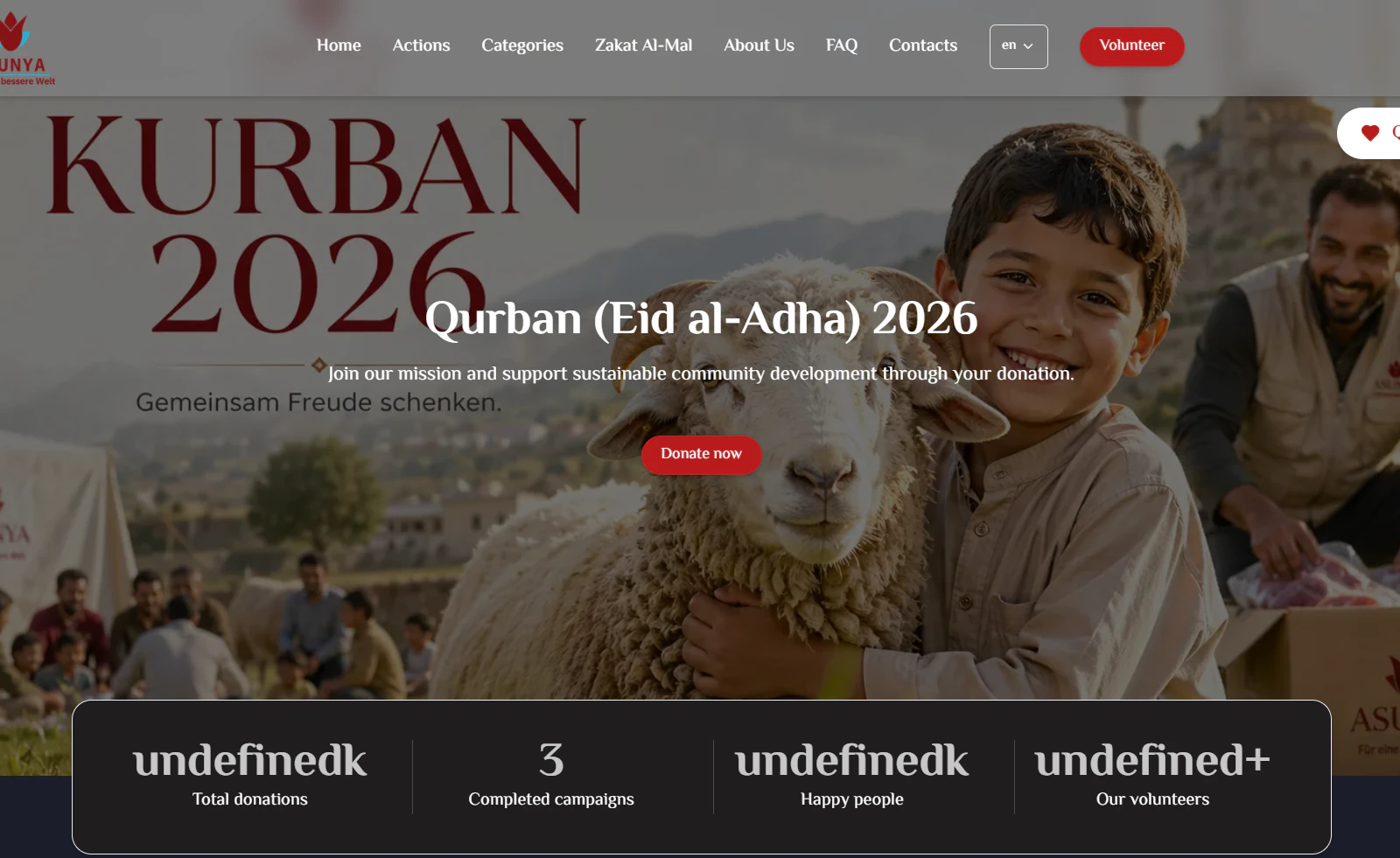 Asunya charity platform preview
